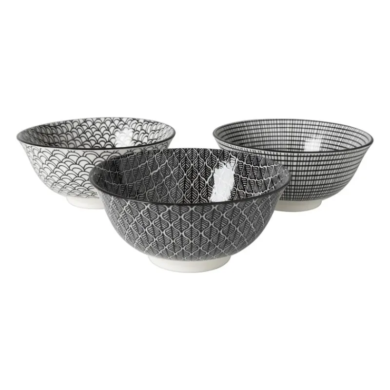 Xenos Schalen-Schaaltje black print streep - ø16x6.5 cm
