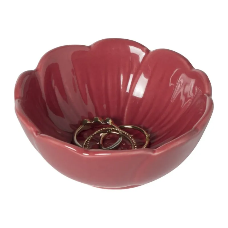 Xenos Sieraden Opbergen-Schaaltje bloem - rood -ø8.3x4 cm