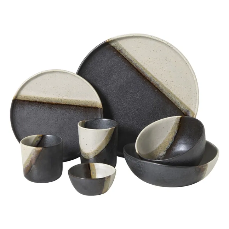 Xenos Schalen|Kerstservies-Schaaltje cortado klein - beige/zwart - ø9x4.2 cm