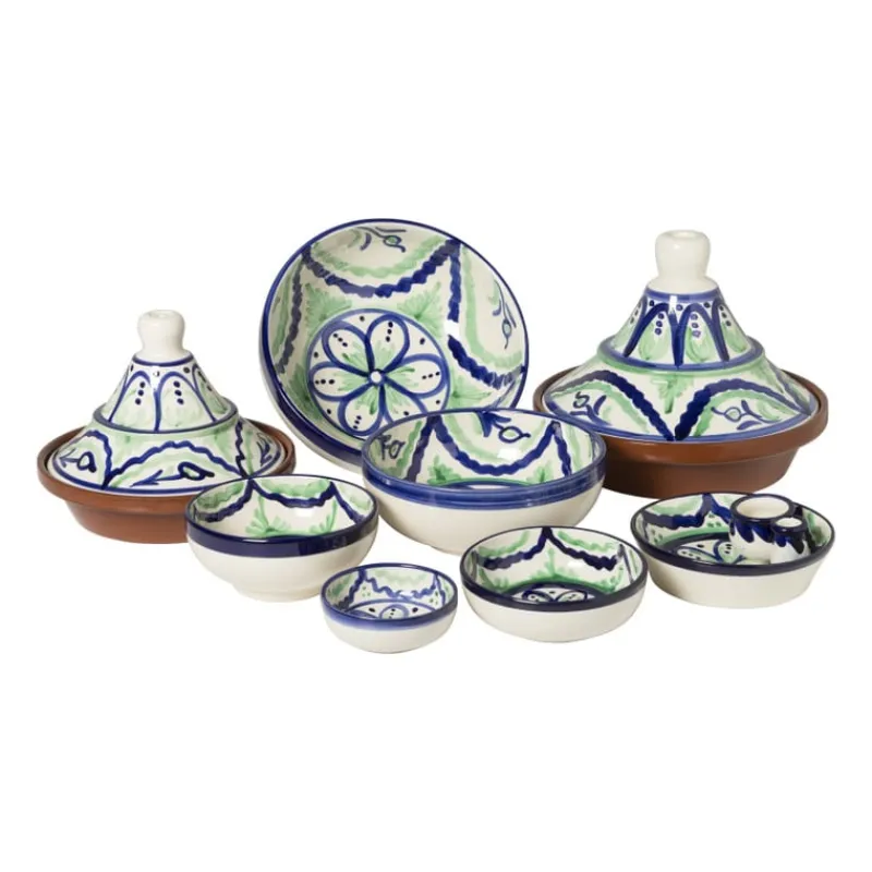 Xenos Schalen-Schaaltje flor plat - groen/blauw - ø10 cm