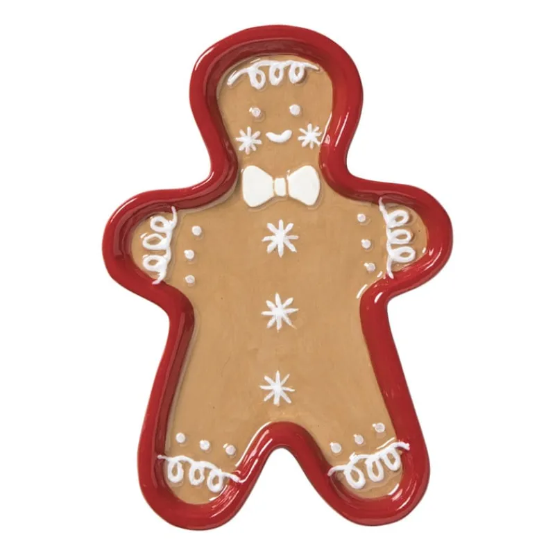 Xenos Schalen-Schaaltje gingerbread mannetje - bruin/rood - 1.5x13.3x9.3 cm