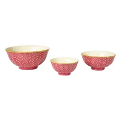 Xenos Tapasservies|Schalen-Schaaltje Lilly klein - geel/roze - ø9.2x4.8 cm