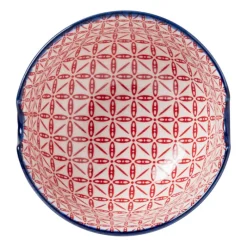 Xenos Sushi Servies|Schalen-Schaaltje met eetstokjes - blauw/rood - ø14.7x9 cm