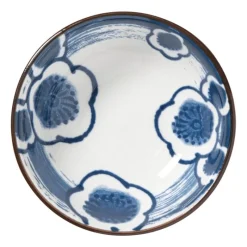 Xenos Sushi Servies|Schalen-Schaaltje Mico bloemen klein - blauw/wit - ø8x3 cm