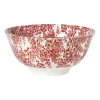 Xenos Schalen-Schaaltje Mirna blaadjes groot - rood/wit - ø15.5x7 cm