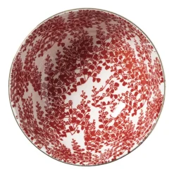 Xenos Schalen-Schaaltje Mirna blaadjes klein - rood/wit - ø12x5.8 cm