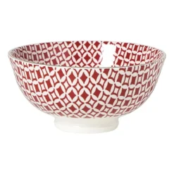 Xenos Schalen-Schaaltje Mirna ruit klein - rood/wit - ø12x5.8 cm