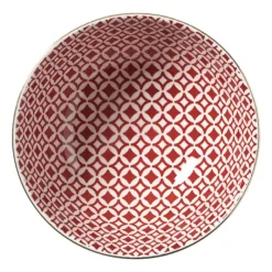 Xenos Schalen-Schaaltje Mirna ruit klein - rood/wit - ø12x5.8 cm