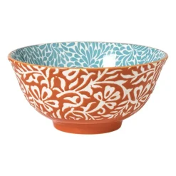 Xenos Tapasservies|Schalen-Schaaltje Moana groot - blauw/oranje - ø15.8x7.3 cm