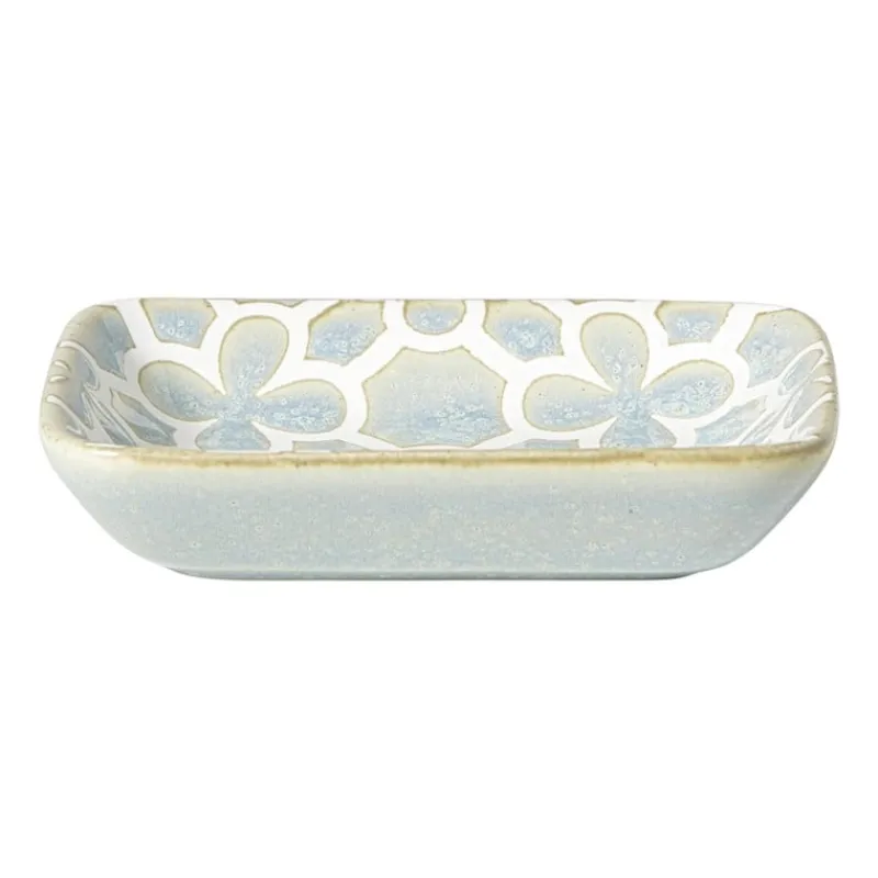 Xenos Sushi Servies|Tapasservies-Schaaltje Nori rechthoekig - lichtblauw/wit - 2x10x7.5 cm