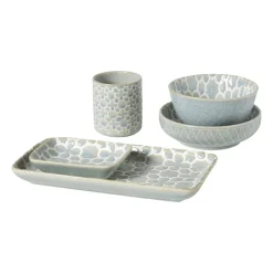 Xenos Sushi Servies|Tapasservies-Schaaltje Nori rechthoekig - lichtblauw/wit - 2x10x7.5 cm