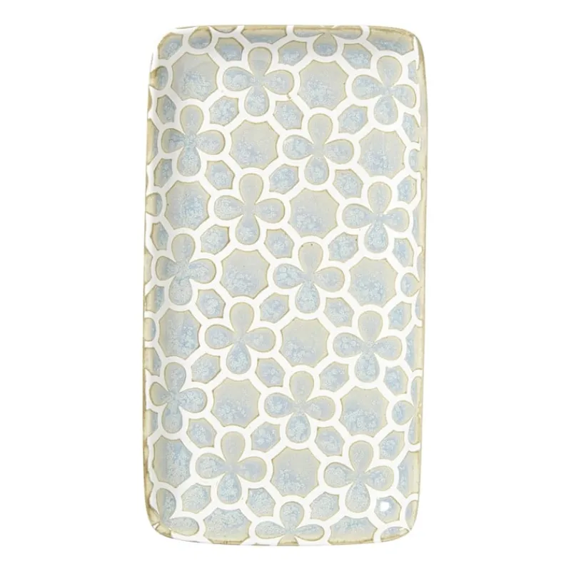 Xenos Sushi Servies|Tapasservies-Schaaltje Nori rechthoekig - lichtblauw/wit - 2x20.5x11 cm
