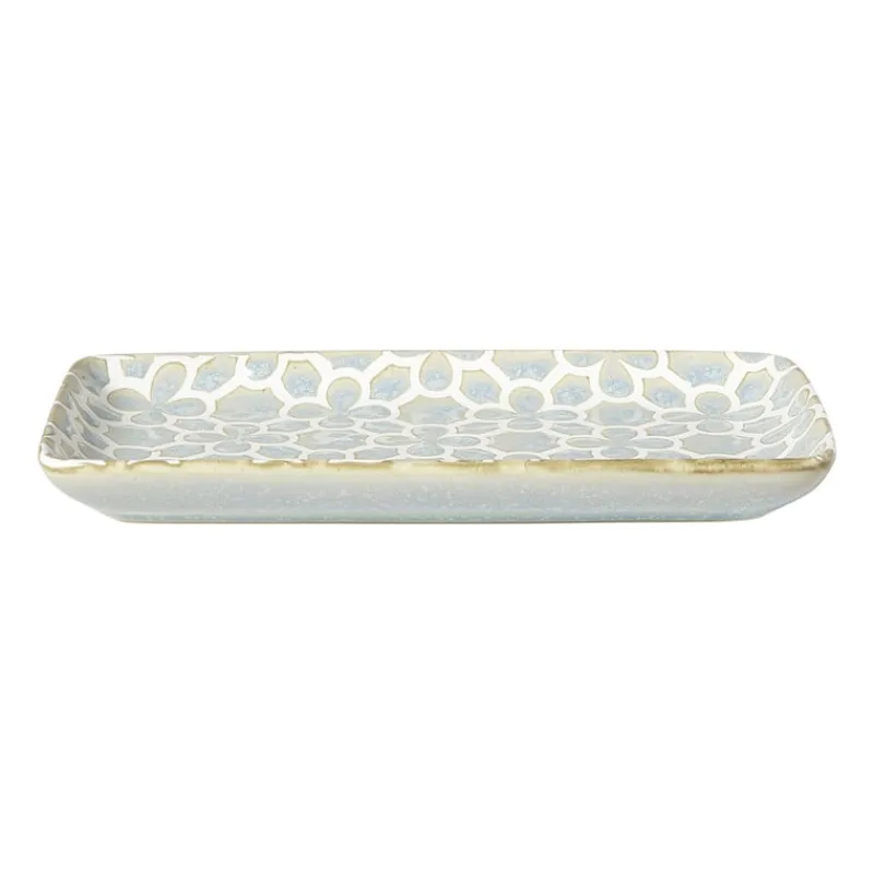 Xenos Sushi Servies|Tapasservies-Schaaltje Nori rechthoekig - lichtblauw/wit - 2x20.5x11 cm