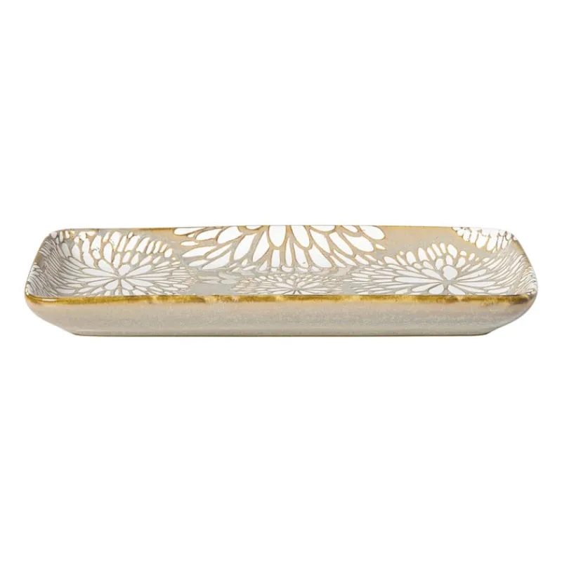 Xenos Sushi Servies|Tapasservies-Schaaltje Nori rechthoekig - blauw/geel - 2x20.5x11 cm
