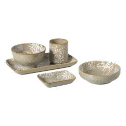 Xenos Sushi Servies|Tapasservies-Schaaltje Nori rechthoekig - blauw/geel - 2x20.5x11 cm