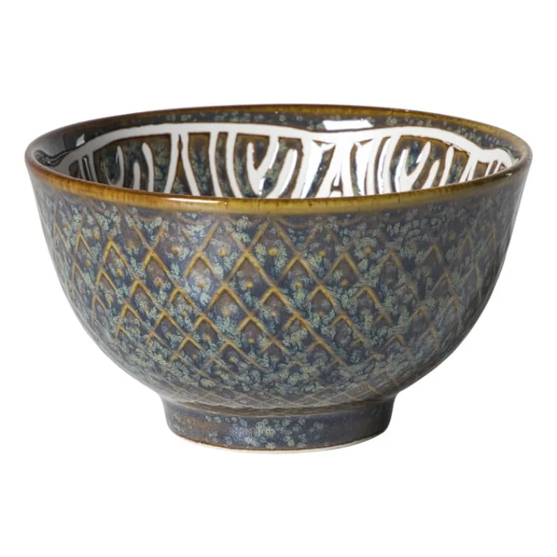 Xenos Sushi Servies|Tapasservies-Schaaltje Nori rond - blauw/bruin - ø10.5x5.8 cm