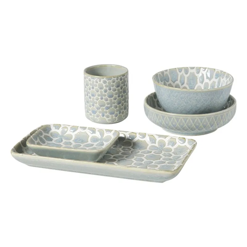 Xenos Sushi Servies|Tapasservies-Schaaltje Nori rond - lichtblauw/wit - ø10.5x5.8 cm