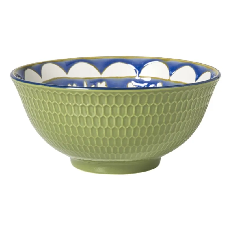 Xenos Tapasservies|Schalen-Schaaltje Rene groot - groen/blauw - ø15.8x7.3 cm