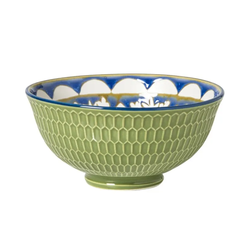 Xenos Tapasservies|Schalen-Schaaltje Rene middel - groen/blauw - ø12.3x5.8 cm