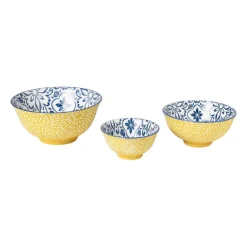 Xenos Tapasservies|Schalen-Schaaltje Sen - blauw/geel - ø15.8x7.3 cm