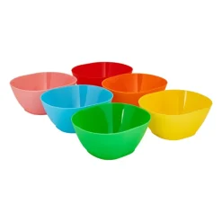 Xenos Buitenservies|Kinderservies-Schaaltjes - multikleur - kunststof - ø12 cm - set van 6