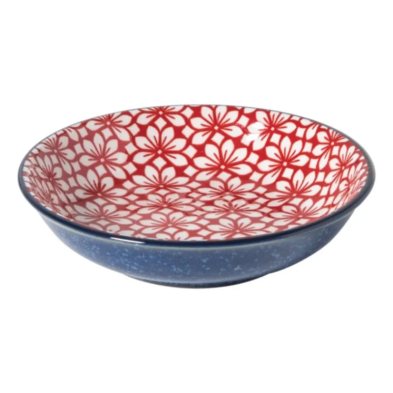 Xenos Tapasservies|Schalen-Schoteltje Amily - donkerblauw/rood - ø9.7x2 cm