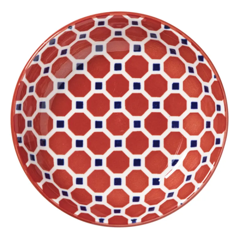Xenos Thee Accessoires|Schalen-Schoteltje Anne - rood/blauw - ø9.7x2 cm