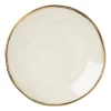 Xenos Thee Accessoires-Schoteltje met gouden rand - beige - ø9 cm