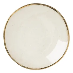 Xenos Thee Accessoires-Schoteltje met gouden rand - beige - ø9 cm