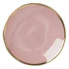 Xenos Thee Accessoires-Schoteltje met gouden rand - roze - ø9 cm