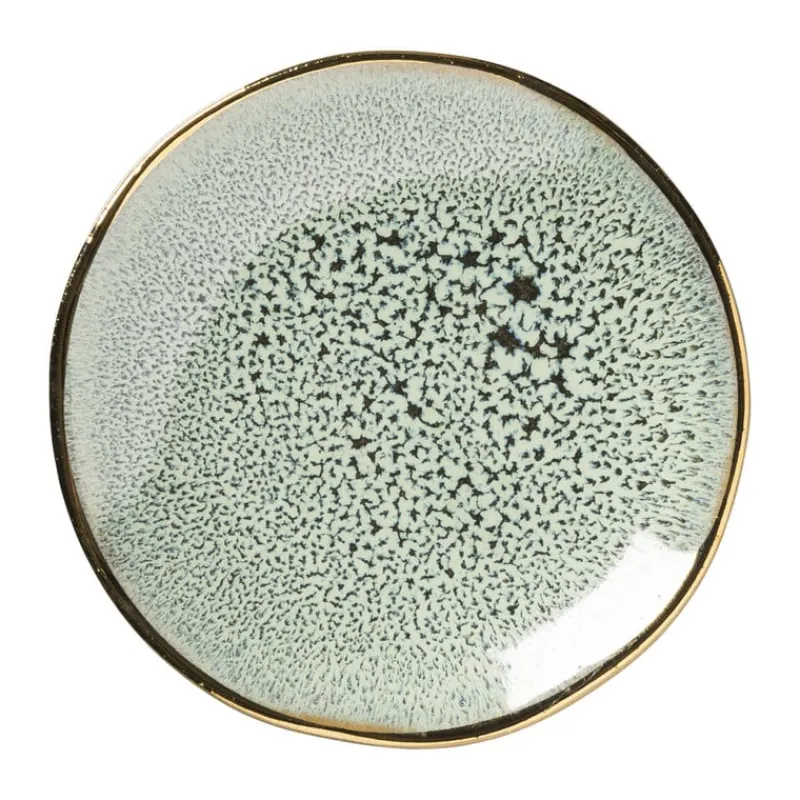 Xenos Thee Accessoires-Schoteltje met gouden rand - groen - ø9 cm