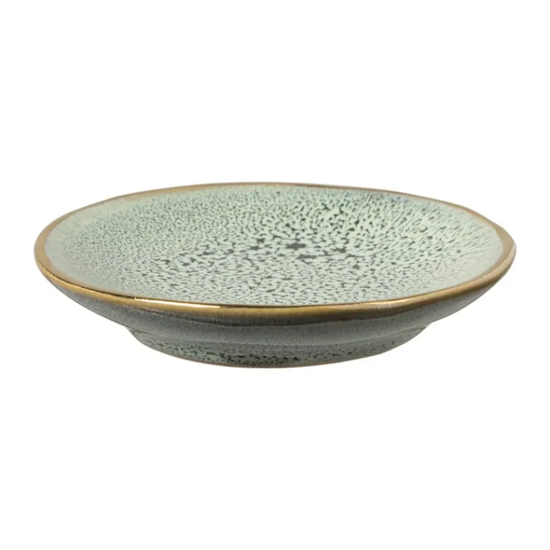 Xenos Thee Accessoires-Schoteltje met gouden rand - groen - ø9 cm