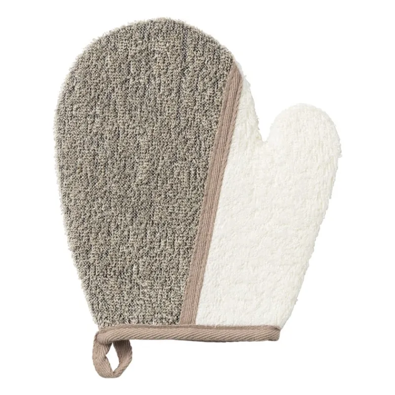 Xenos Badkamer Accessoires-Scrub handschoen - naturel - 17.5x21 cm