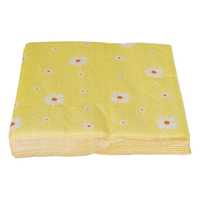 Xenos Servetten-Servet bloem - geel/oranje - set van 12 - 33x33 cm