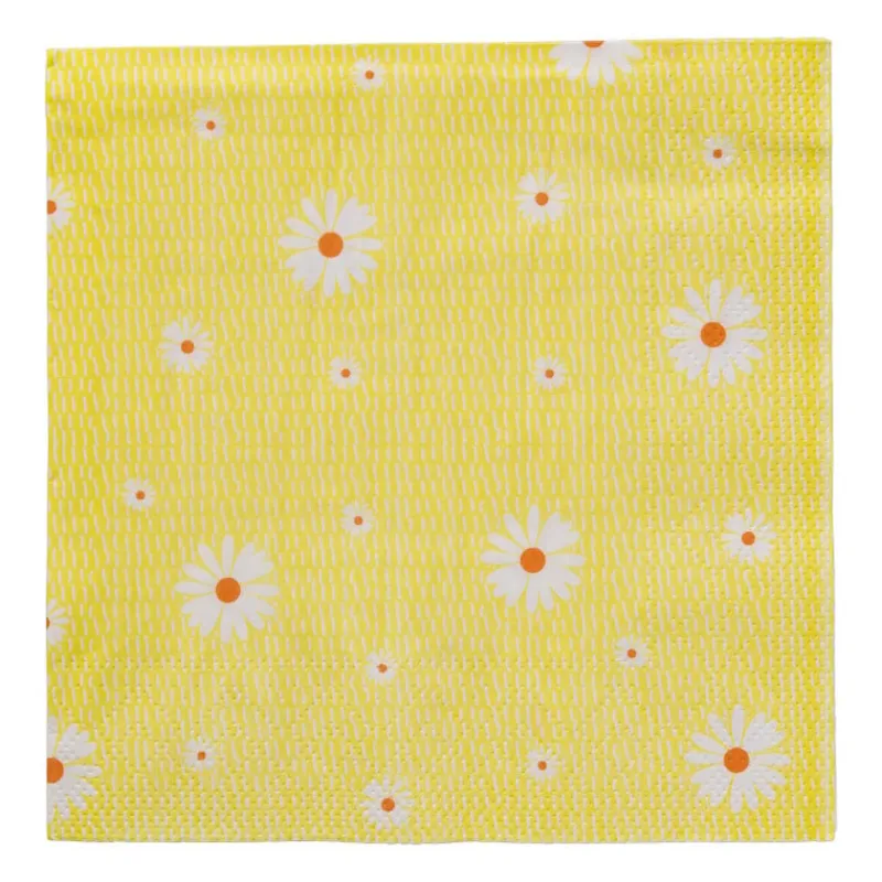 Xenos Servetten-Servet bloem - geel/oranje - set van 12 - 33x33 cm