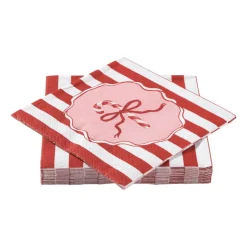 Xenos Kertservetten-Servet candy cane - roze/rood - 33x33 cm