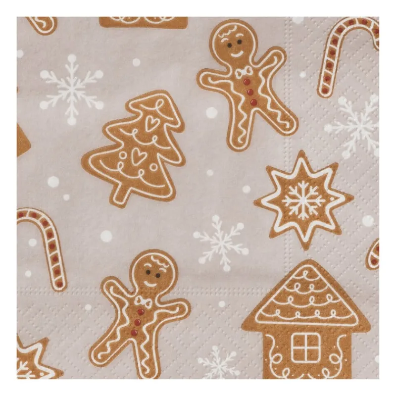 Xenos Kertservetten-Servet Cookies - grijs - 33x33 cm