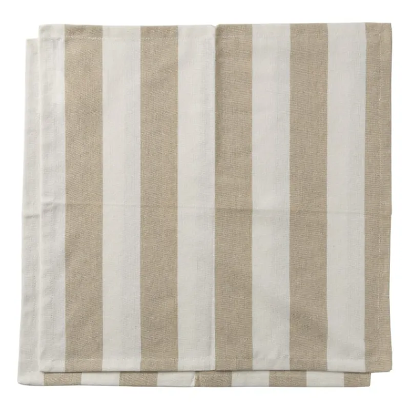 Xenos Servetten|Kertservetten-Servet gestreept - wit/beige - set van 2 - 40x40 cm