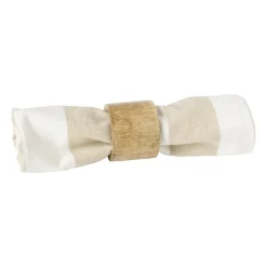 Xenos Servetten|Kertservetten-Servet gestreept - wit/beige - set van 2 - 40x40 cm