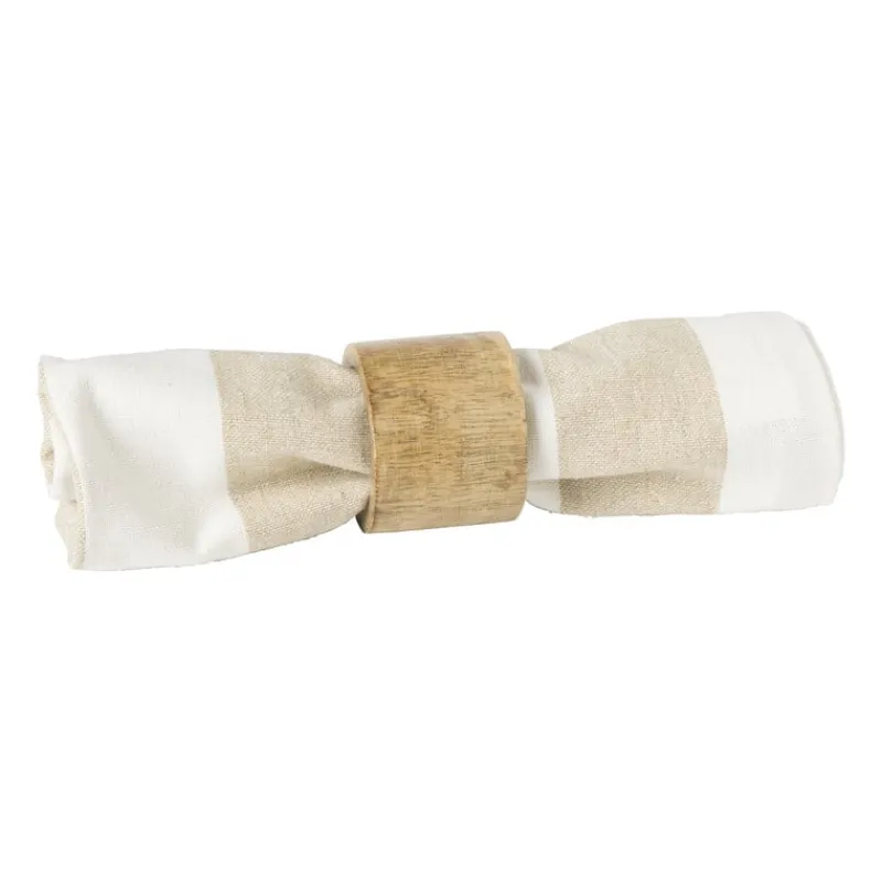 Xenos Servetten|Kertservetten-Servet gestreept - wit/beige - set van 2 - 40x40 cm