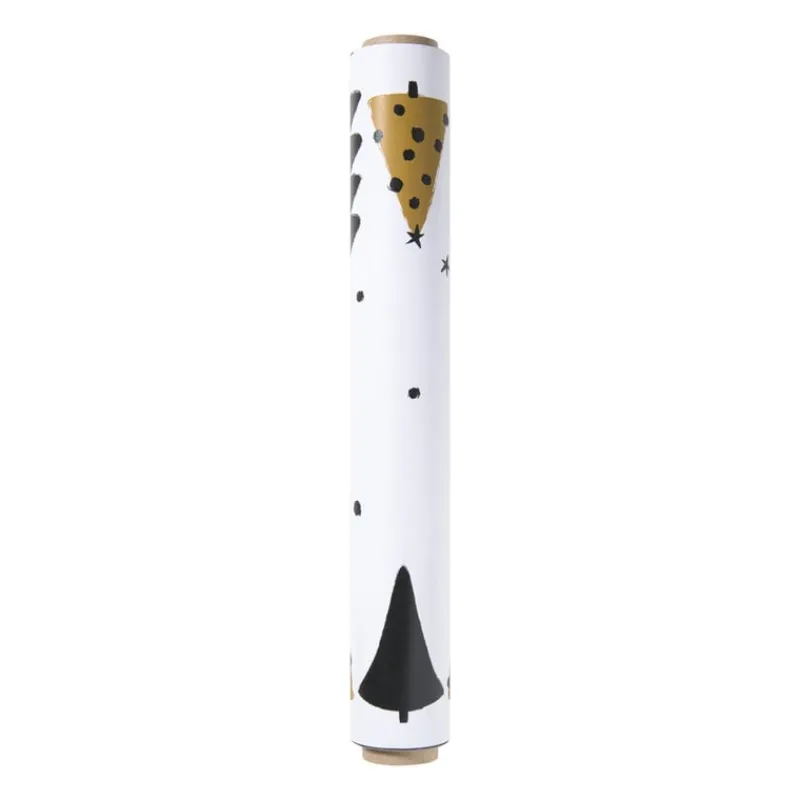 Xenos Papieren Servetten|Kertservetten-Servet 3-in-1 kerstboom - wit/zwart/goud - 40x48 cm
