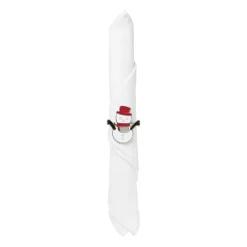 Xenos Servetten|Servetringen-Servetring sneeuwpop - set van 4 - ø5 cm