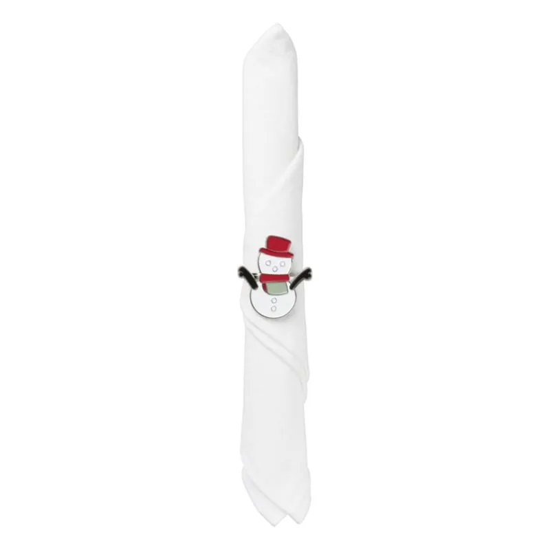 Xenos Servetten|Servetringen-Servetring sneeuwpop - set van 4 - ø5 cm