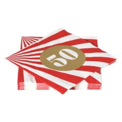 Xenos Papieren Servetten|Verjaardagen-Servetten 50 jaar - rood - set van 20