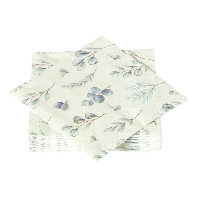 Xenos Papieren Servetten|Servetten-Servetten botanisch - 24x24 cm - set van 20