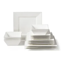 Xenos Serviessets-Serviesset - 16-delig - vierkant - wit - 4 persoons