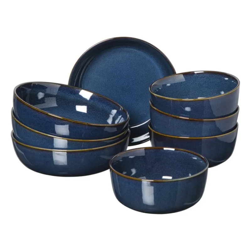 Xenos Serviessets|Kerstservies-Serviesset 20-delig - blauw - 4 persoons