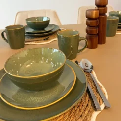Xenos Serviessets|Kerstservies-Serviesset reactive glaze - groen - 16-delig
