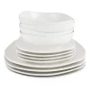 Xenos Serviessets|Kerstservies-Serviesset vierkant - wit - 12-delig