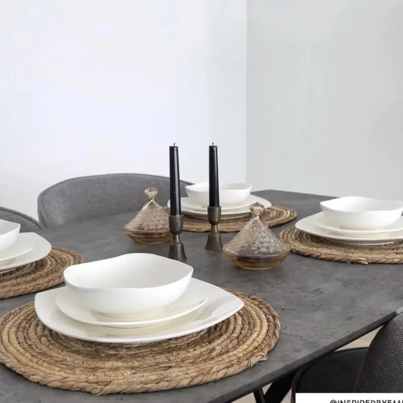 Xenos Serviessets|Kerstservies-Serviesset vierkant - wit - 12-delig